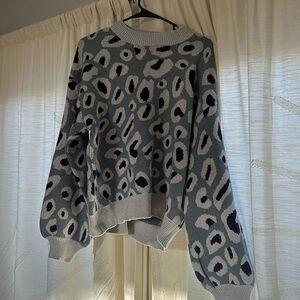 Blue and purple leopard sweater